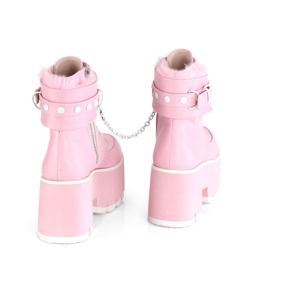 ASHES-57 Baby Pink Vegan Leather Ankle Boot Demonia