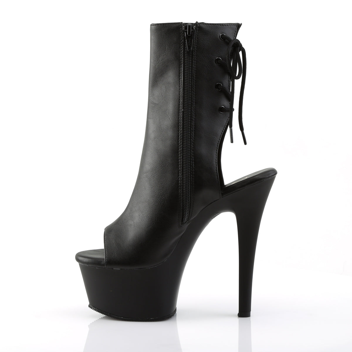 ASPIRE-1018 Black Faux Leather Ankle Boot Pleaser