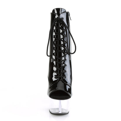 ASPIRE-1021 Black Patent/Clear Ankle Boot Pleaser