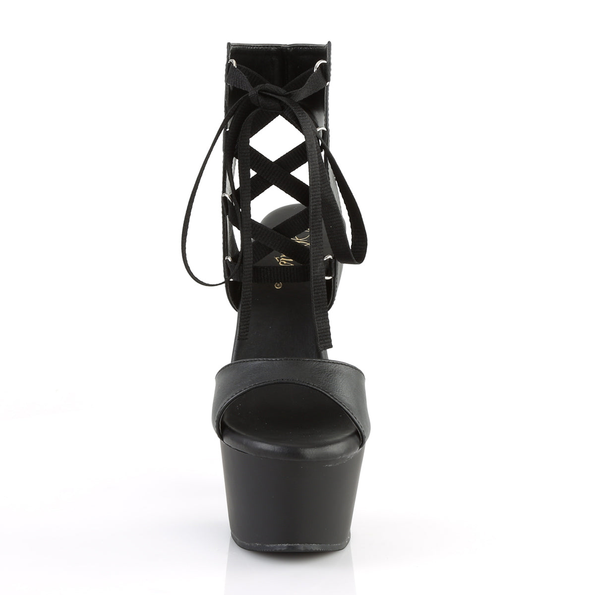 ASPIRE-600-14 Black Faux Leather Platform Sandal Pleaser