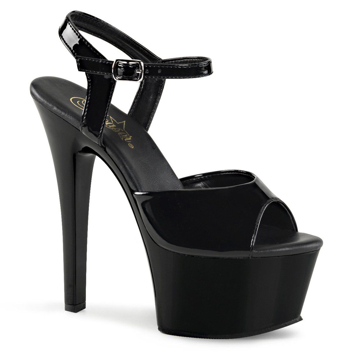 ASPIRE-609 Black Patent Platform Sandal Pleaser