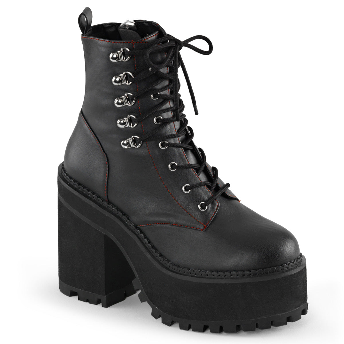 ASSAULT-100 Black Vegan Leather Ankle Boot Demonia
