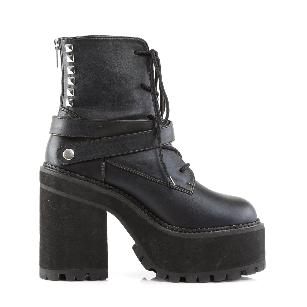 ASSAULT-101 Black Vegan Leather Lace-Up Boot Demonia