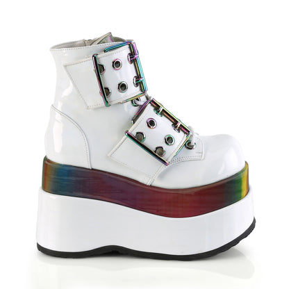 BEAR-104 White Patent-Rainbow Reflective Ankle Boot Demonia