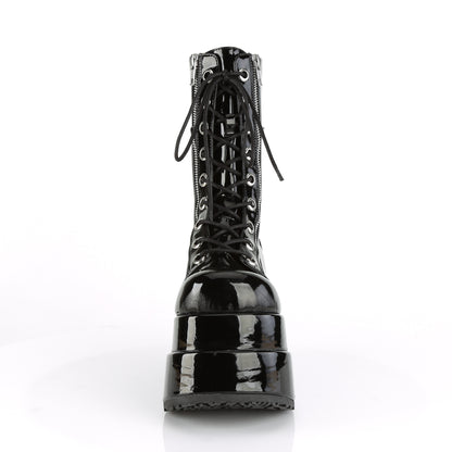 BEAR-265 Black Patent Mid-Calf Boot Demonia