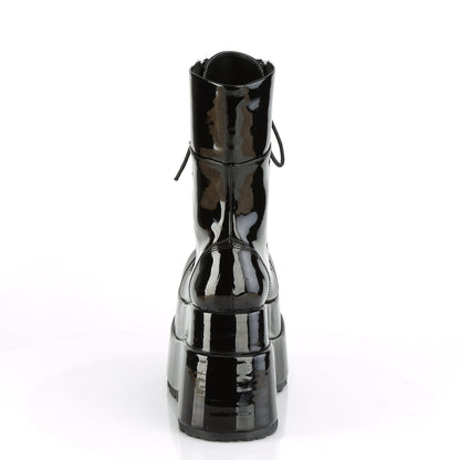 BEAR-265 Black Patent Mid-Calf Boot Demonia