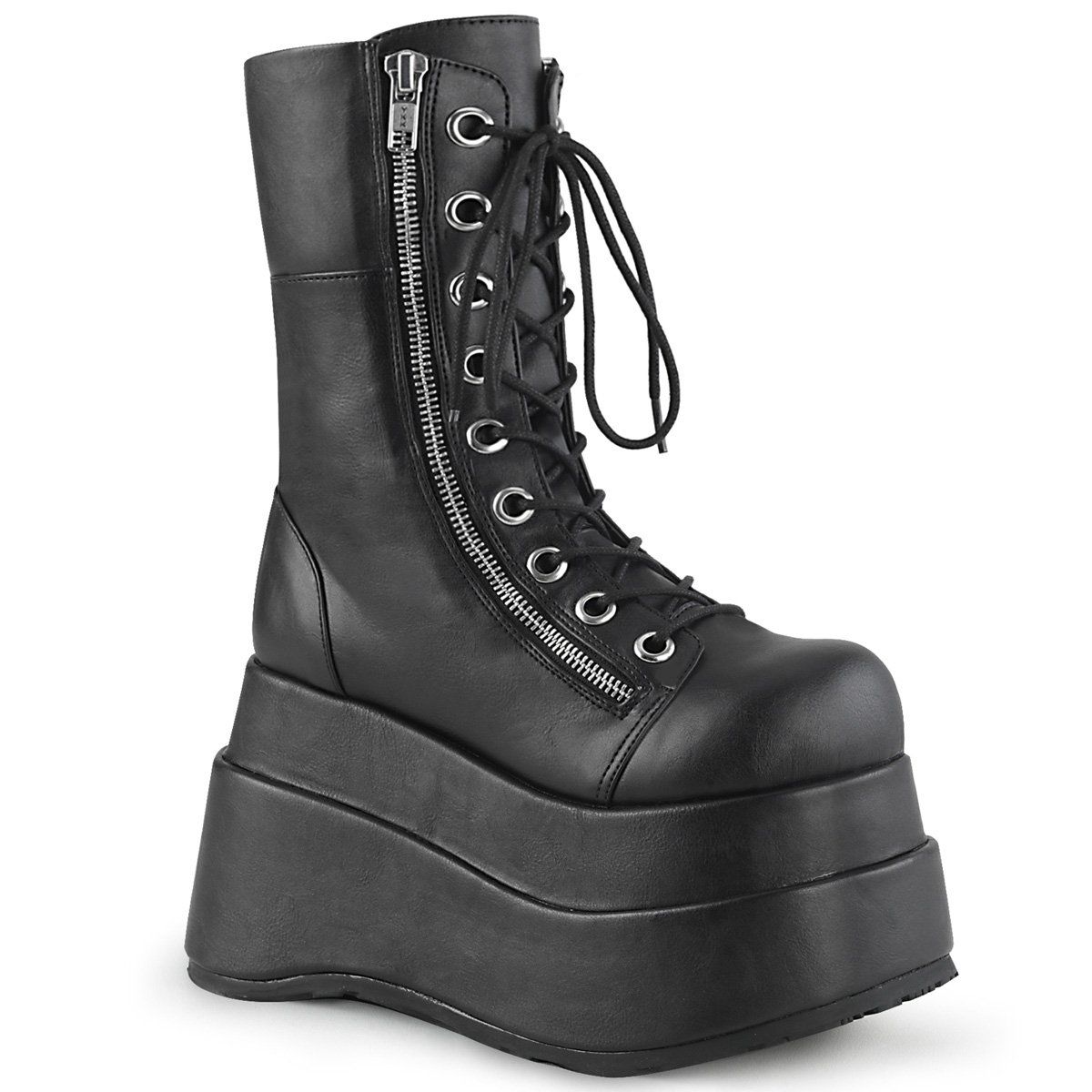 BEAR-265 Black Vegan Leather Mid-Calf Boot Demonia