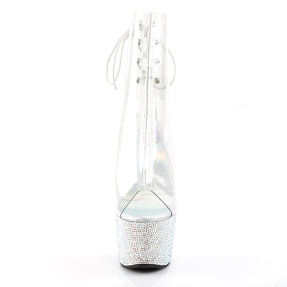 BEJEWELED-1018DM-7 Clear/ Silver Rhinestone Ankle Boot Pleaser