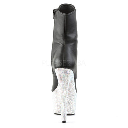 BEJEWELED-1020-7 Black/ Silver Rhinestone Ankle Boot Pleaser