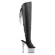 BEJEWELED-3019DM-7 Black Faux Leather/Silver Multi Rhinestones Boot Pleaser US Size (Women's): 5