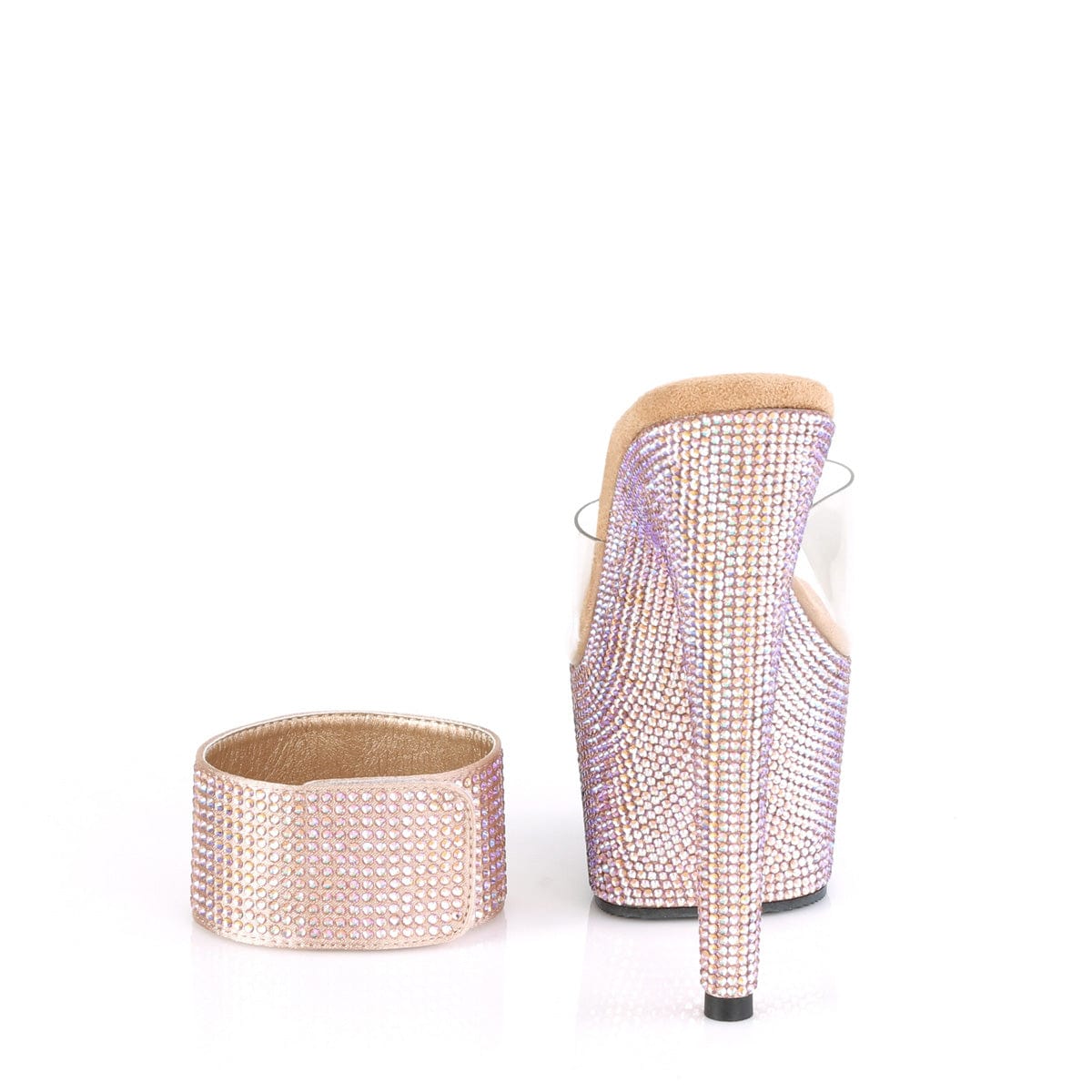 BEJEWELED-712RS Clear/Rose Gold Multi Rhinestones Platform Sandal Pleaser US Size (Women's): 5