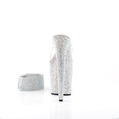 BEJEWELED-812RS Clear/Silver Rhinestone Platform Sandal Pleaser