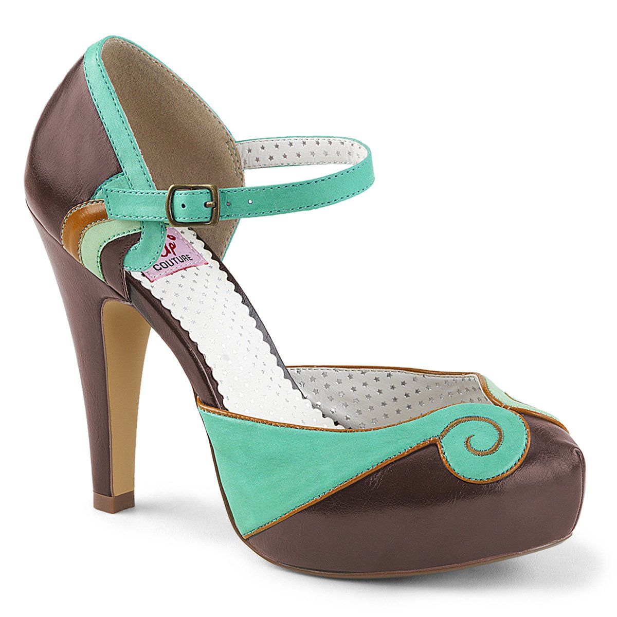 BETTIE-17 Teal-Brown Faux Leather Pin Up Couture