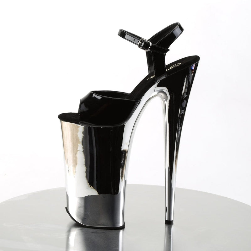 BEYOND-009 Black/Silver Chrome Platform Sandal Pleaser US Size (Women's): 5