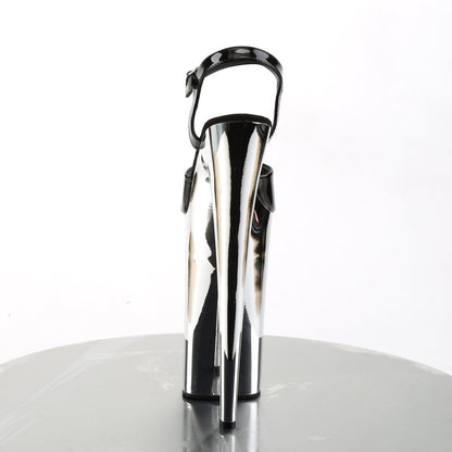 BEYOND-009 Black/Silver Chrome Platform Sandal Pleaser
