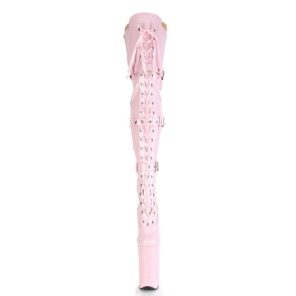 BEYOND-3028 Baby Pink Stretch Patent/Baby Pink Boot Pleaser