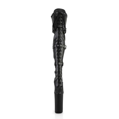 BEYOND-3028 Black Stretch Pu Boot Pleaser