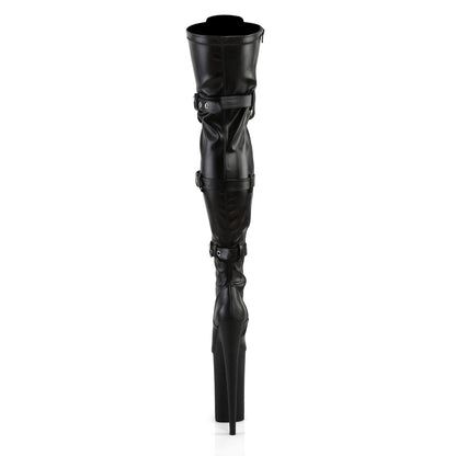 BEYOND-3028 Black Stretch Pu Boot Pleaser
