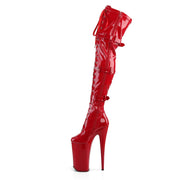 BEYOND-3028 Red Stretch Patent/Red Boot Pleaser US Size (Women's): 5