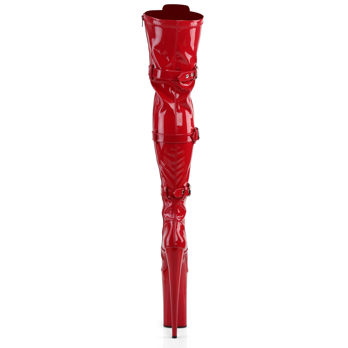 BEYOND-3028 Red Stretch Patent/Red Boot Pleaser