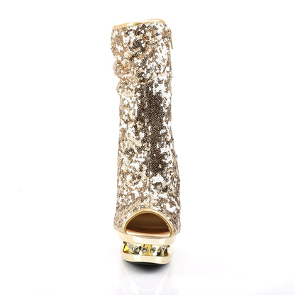 BLONDIE-R-1008 Gold Sequins Ankle Boot Pleaser