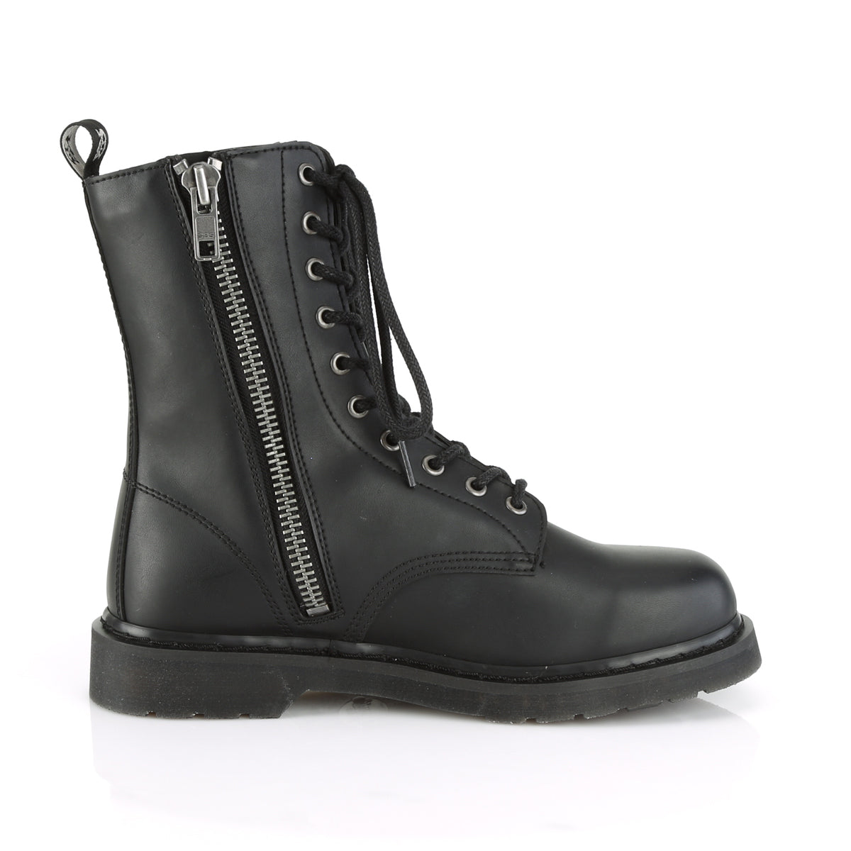 BOLT-200 Black Vegan Leather Mid-Calf Boot Demonia
