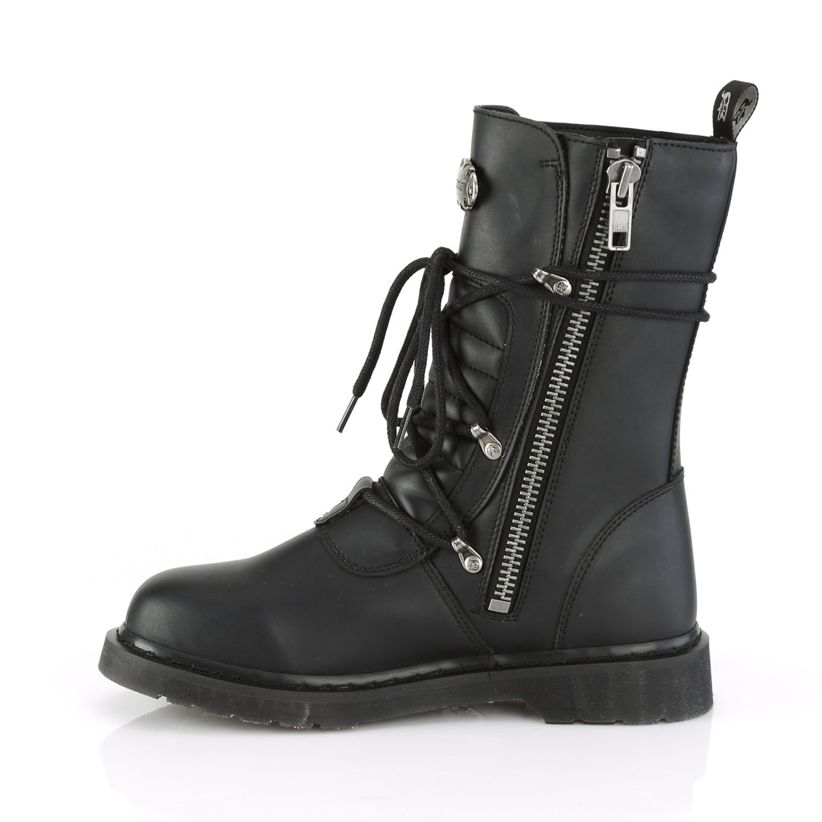 BOLT-265 Black Vegan Leather Mid-Calf Boot Demonia