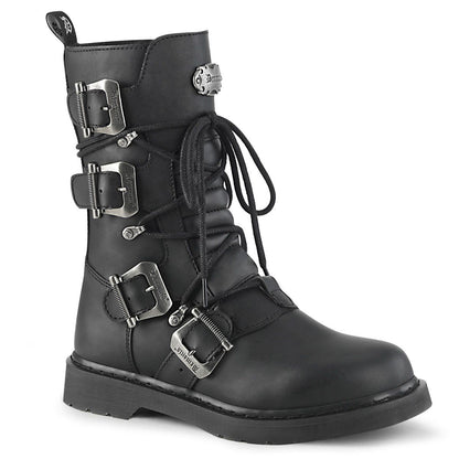 BOLT-265 Black Vegan Leather Mid-Calf Boot Demonia