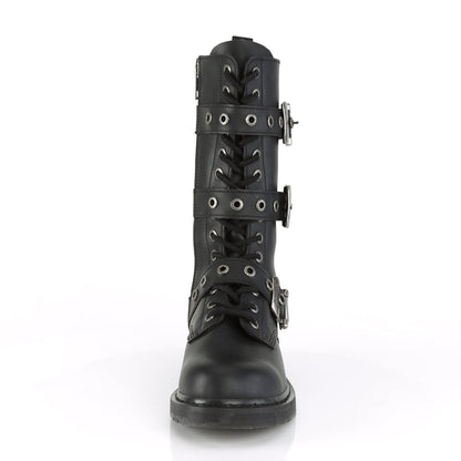 BOLT-330 Black Vegan Leather Mid-Calf Boot Demonia