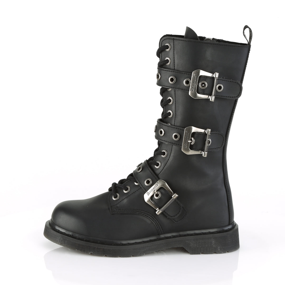 BOLT-330 Black Vegan Leather Mid-Calf Boot Demonia