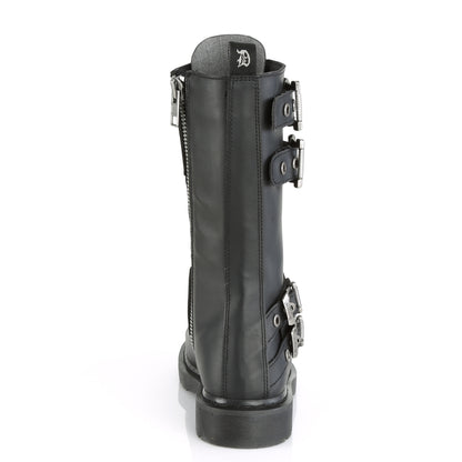 BOLT-345 Black Vegan Leather Mid-Calf Boot Demonia