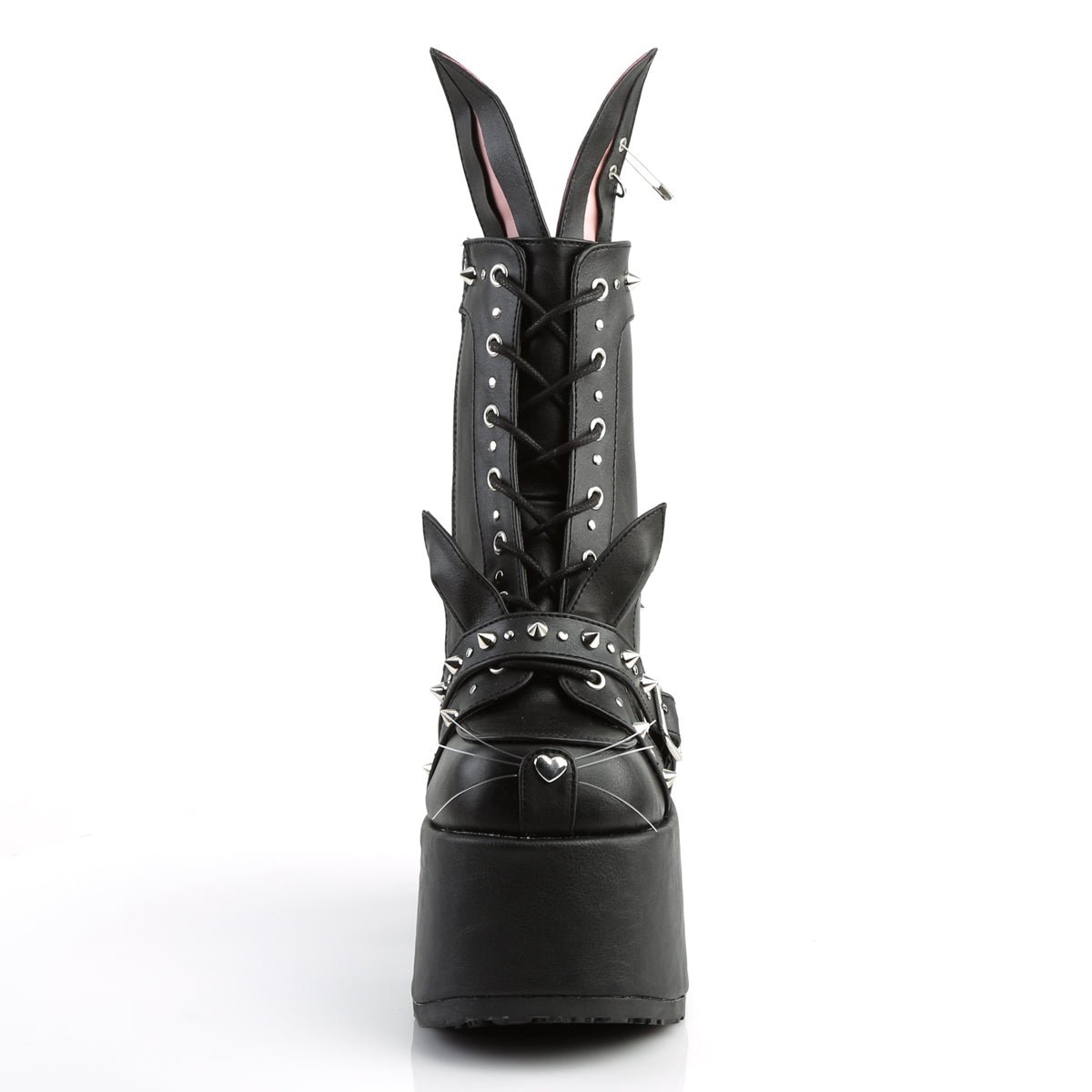 CAMEL-202 Black Vegan Leather Ankle Boot Demonia
