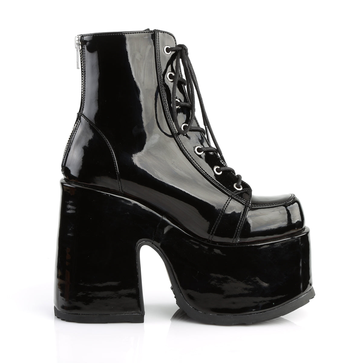 CAMEL-203 Black Patent Ankle Boot Demonia
