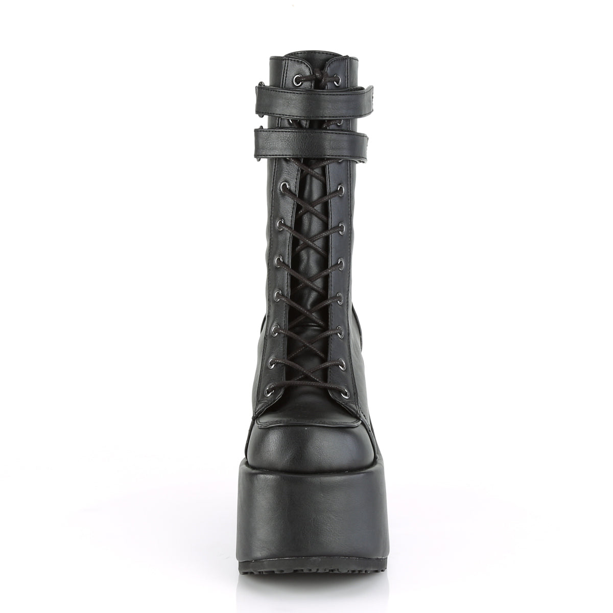 CAMEL-250 Black Vegan Leather Mid-Calf Boot Demonia