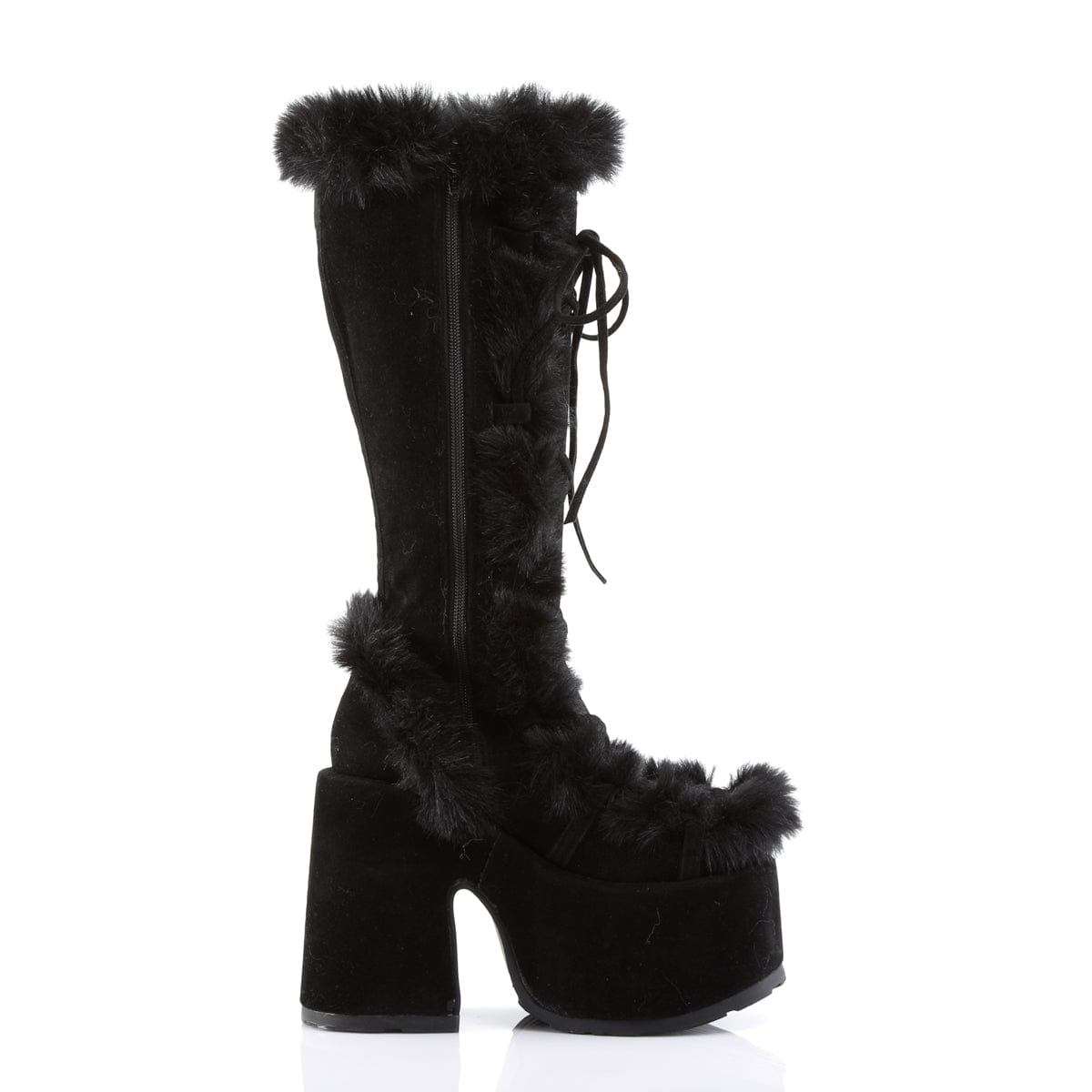 CAMEL-311 Black Vegan Suede Knee Boot Demonia US Size (Women's): 6