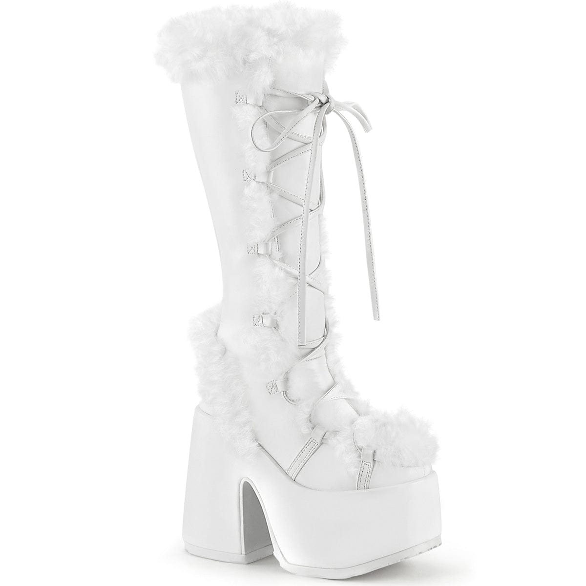CAMEL-311 White Vegan Leather Knee Boot Demonia US Size (Women's): 6
