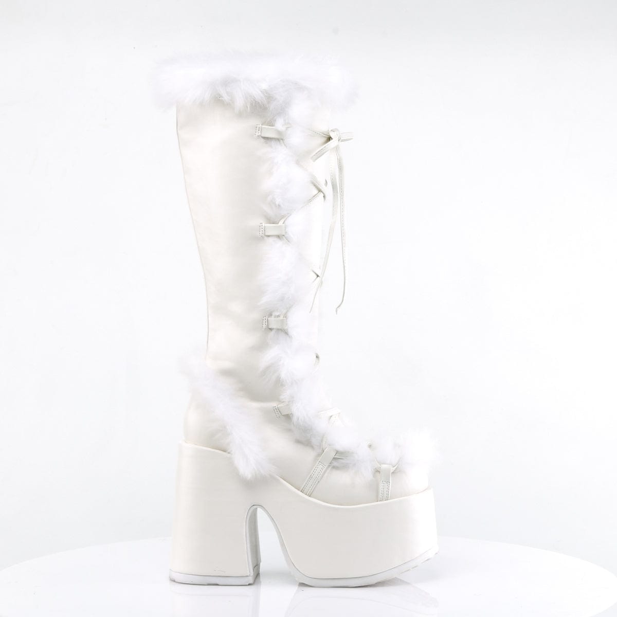 CAMEL-311 White Vegan Leather Knee Boot Demonia US Size (Women's): 6