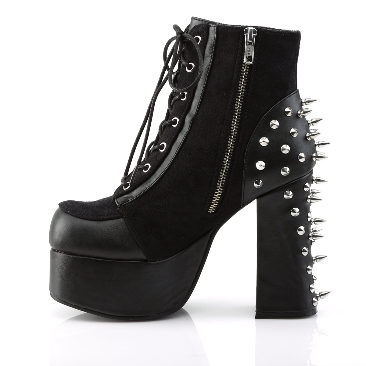 CHARADE-100 Black Vegan Leather-Suede Ankle Boot Demonia
