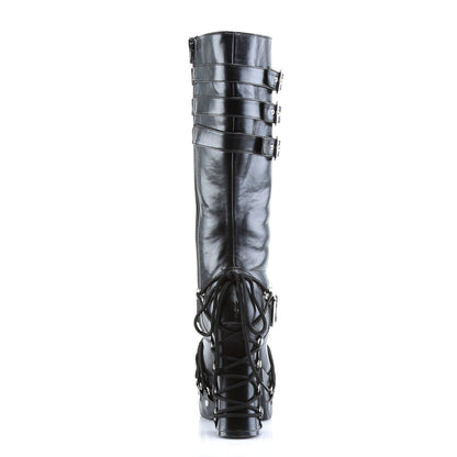 CHARADE-206 Black Vegan Leather Knee Boot Demonia
