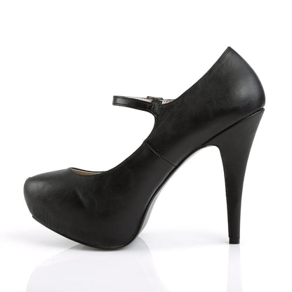 CHLOE-02 Black Faux Leather Pleaser Pink Label