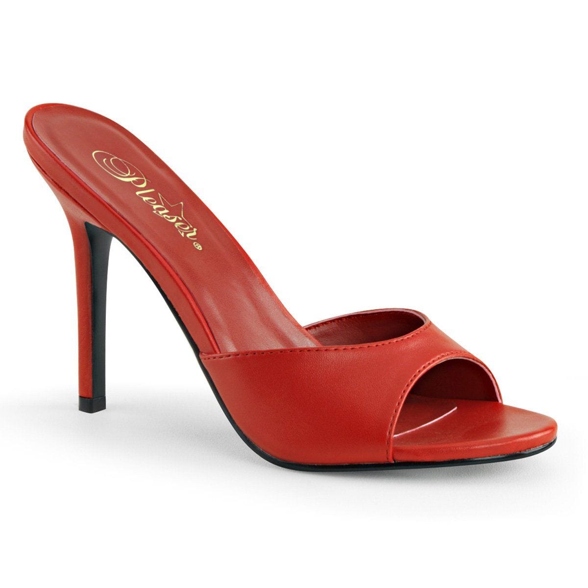CLASSIQUE-01 Red Kid Pu Slide Pleaser
