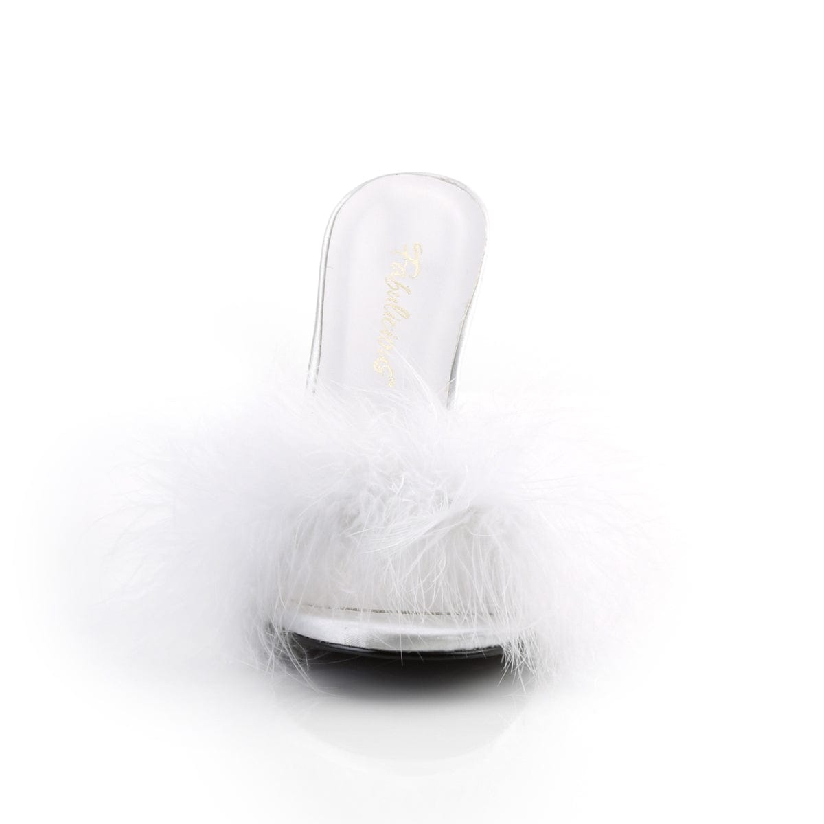 CLASSIQUE 01F White Pu Fur Marabou Slipper SHOE ME