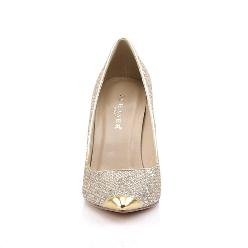 CLASSIQUE-20 Gold Glittery Lame Pu Pump Pleaser US Size (Women's): 5