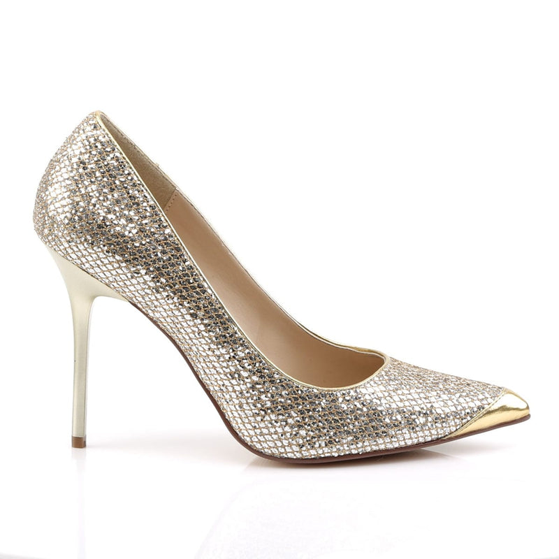CLASSIQUE-20 Gold Glittery Lame Pu Pump Pleaser US Size (Women's): 5