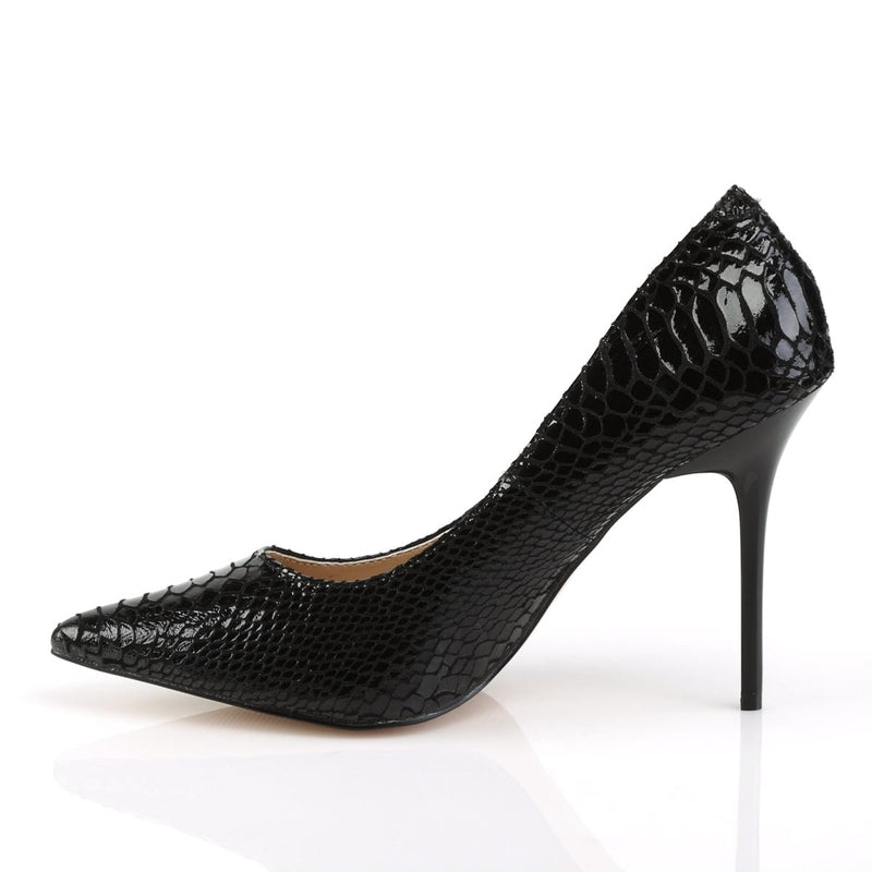 CLASSIQUE-20SP Black Snake-Print Leather Pump Pleaser US Size (Women's): 5