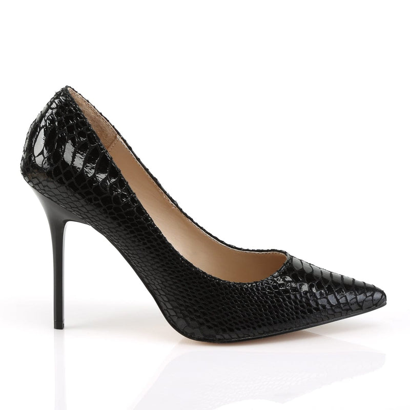 CLASSIQUE-20SP Black Snake-Print Leather Pump Pleaser US Size (Women's): 5