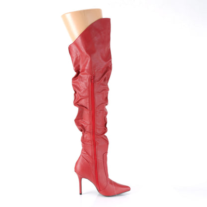 CLASSIQUE-3011 Red Faux Leather Thigh Boot Pleaser