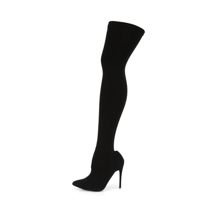 COURTLY-3005 Black Nylon Thigh Boot Pleaser