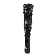 COURTLY-3011 Black Sequins Thigh Boot Pleaser US Size (Women's): 6