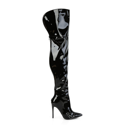 COURTLY-3012 Black Patent Thigh Boot Pleaser